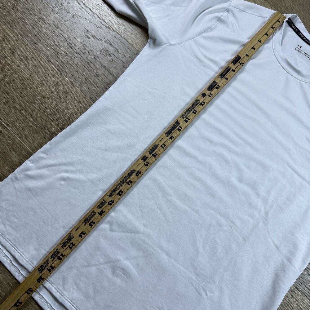 Under Armour Shirt Men XL Fitted ColdGear Crew Long Sleeve White Base Layer - Picture 4 of 10
